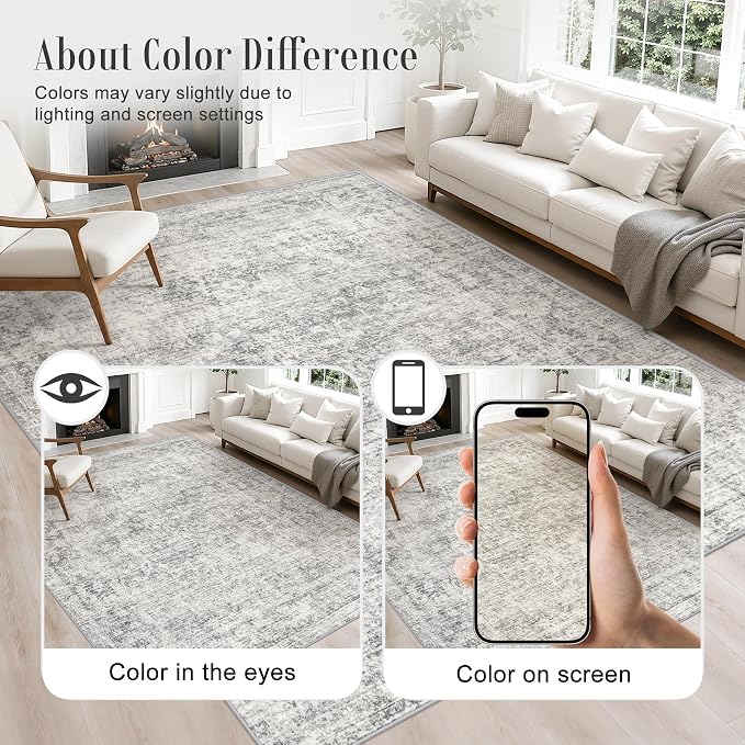 2x5 Washable Runner Rug：Modern Abstract Soft Carpet Black Grey | - Image 4