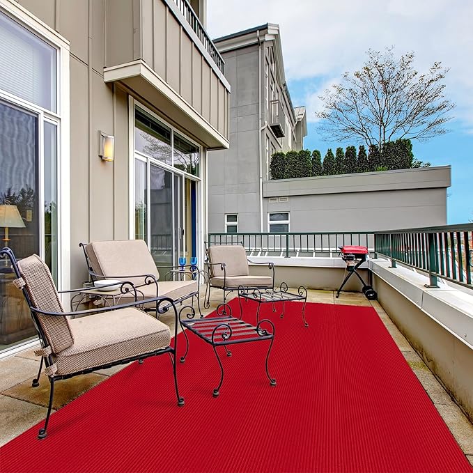 Ottomanson 3'11" x 24' Hallway Runner with Scraper Pile - Extra Durable Non-Slip Rug Mat for Indoor & Outdoor Use - Ideal for Kitchen, Entryway & Garage - High-Traffic Carpet, Red