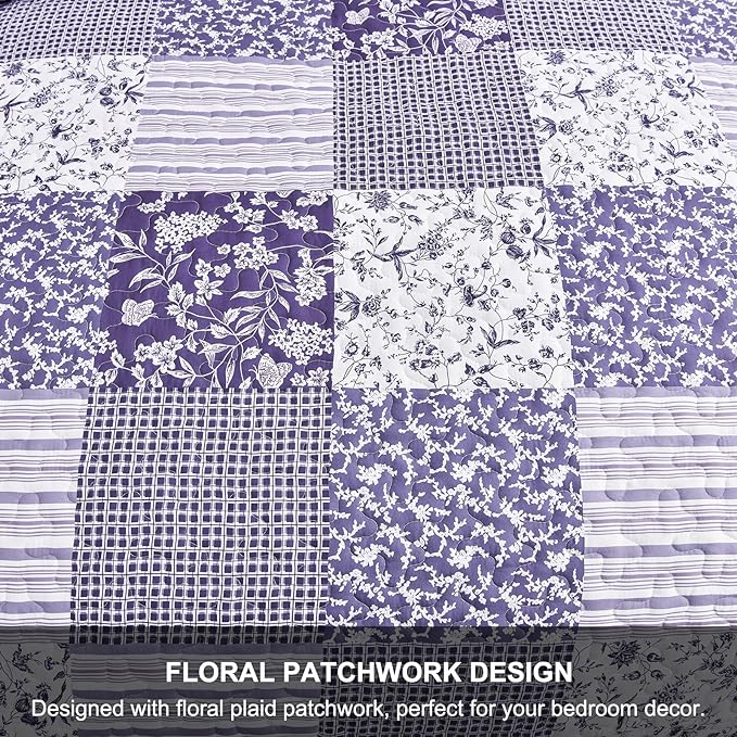 Mybedsoul Purple Quilt California King, Patchwork Reversible Bedding Set | Soft - Image 7