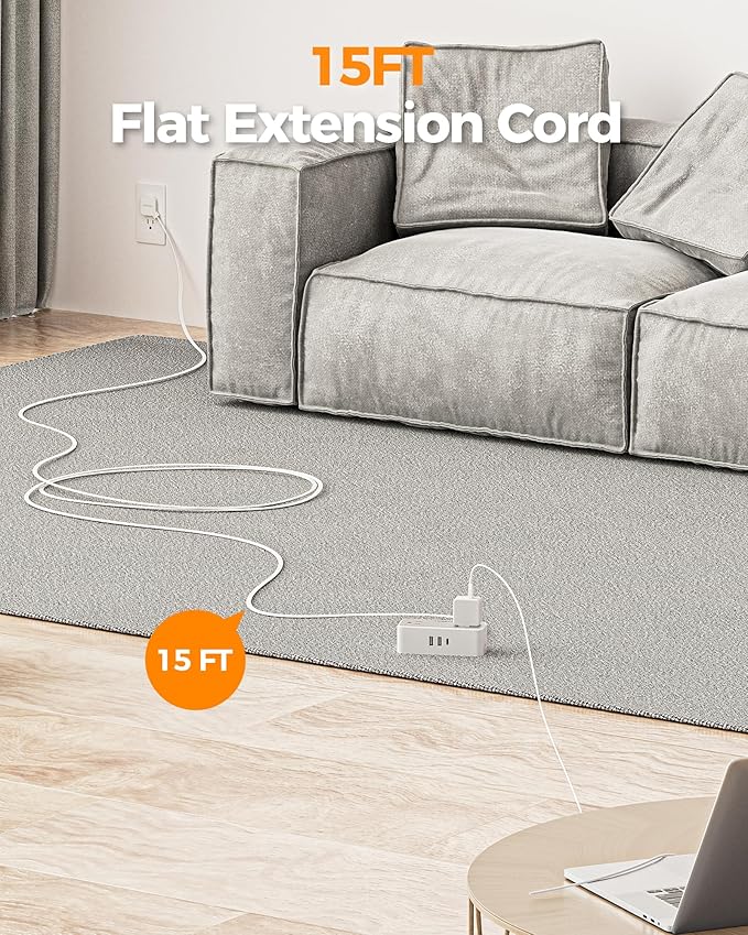TESSAN Extension Cord 15 FT, Power Strip - Image 2