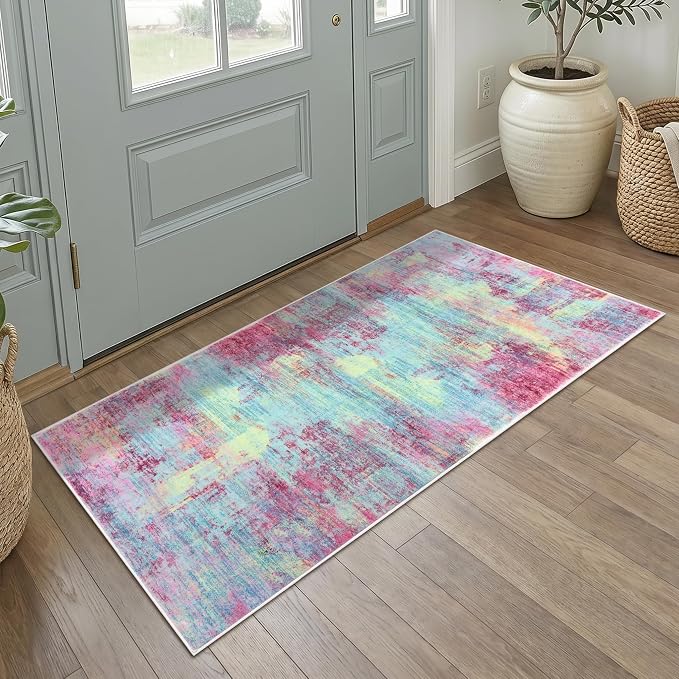 Abstract Runner Rug 2x4 Ft Entryway Rugs Washable Door Mat Indoor Entrance by iOhouze