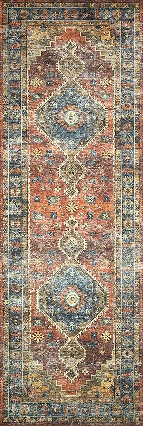 Loloi II Skye Collection SKY-07 Terracotta/Sky 5'-0" x 7'-6" Area Rug