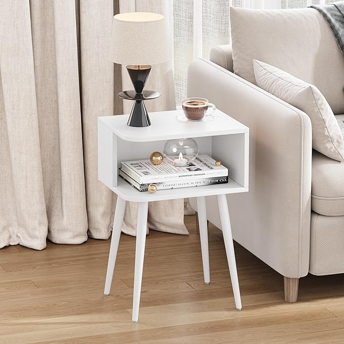 White Nightstand Set of 2, Small Bed Side Table - Image 4