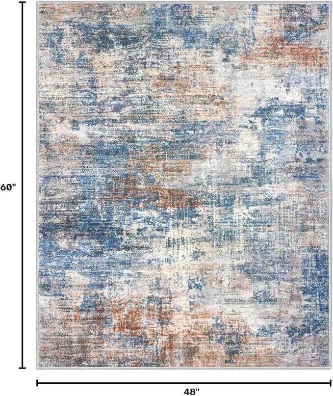 Abstract Area Rug 4x5 Ft Washable Rugs - Image 2
