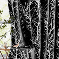 FMFUNCTEX 100% Blackout Black Silver Foil Tree Curtains 84 Inch 2 Panels | by Fmfunctex