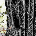 FMFUNCTEX 100% Blackout Black Silver Foil Tree Curtains 96 Inch 2 Panels | by Fmfunctex
