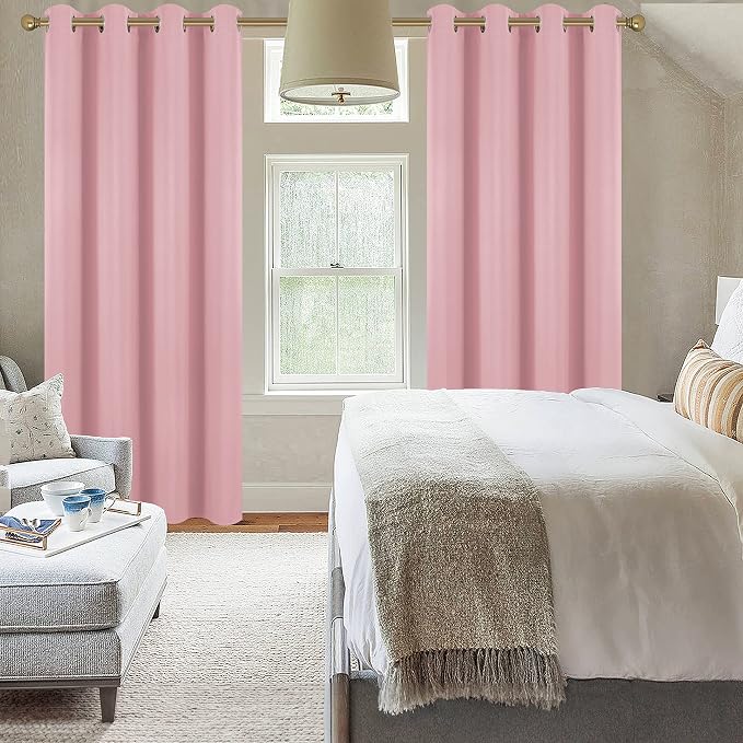 Diraysid Pink Grommet Blackout Curtains - Image 4