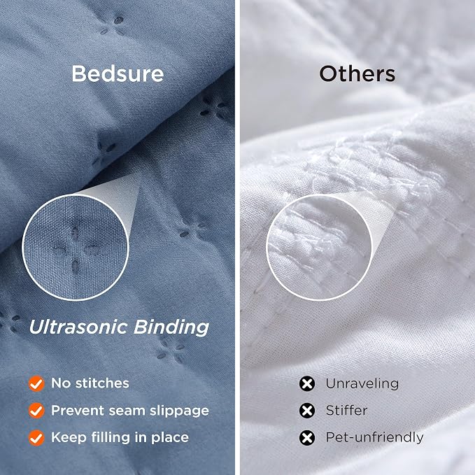 Bedsure Twin/Twin XL Quilt Bedspread, Lightweight Comforter, Mineral Blue | - Image 5