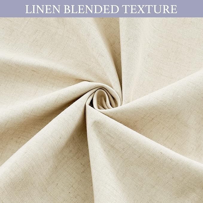 RYB HOME Natural Linen Textured French Door Window Curtains 100% Blackout | - Image 6