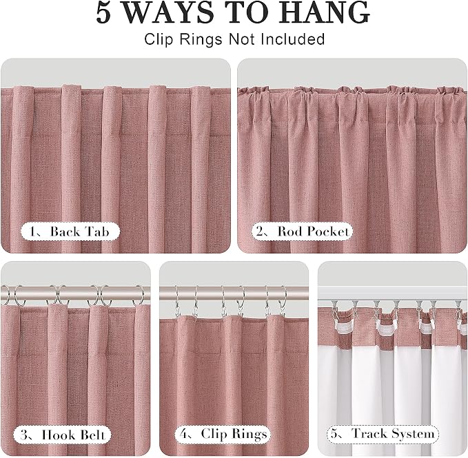 Joywell 100% Blackout Linen Curtains 108 Inch Long - Image 2