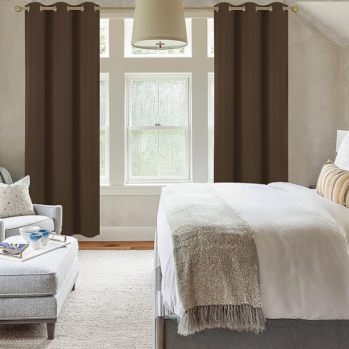 Diraysid Chocolate Brown Grommet Blackout Curtains - Image 7