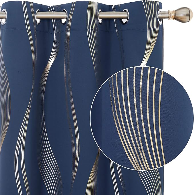 Deconovo Blackout Grommet Gold Pattern Printed Curtains, 42W x 84L | Room by Unknown