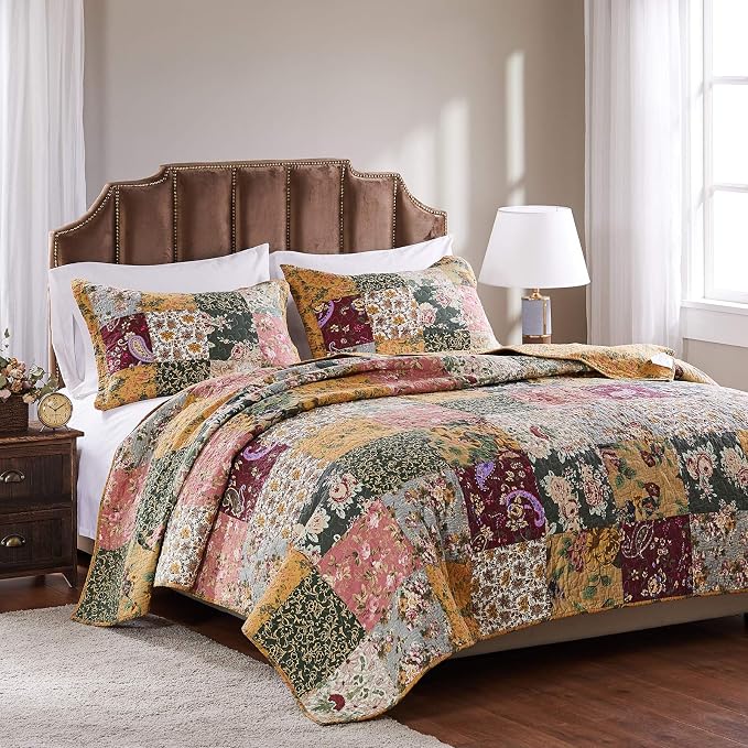 Greenland Home Antique Chic Authentic Patchwork Cotton Quilt Set, 3-Piece - Image 2