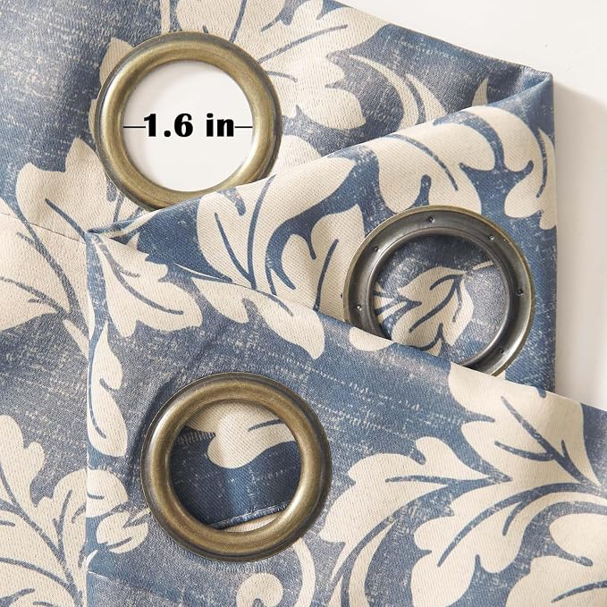 jinchan Blue Floral Blackout Curtains 84 Inch Farmhouse Grommet 2 Panels | Room - Image 7