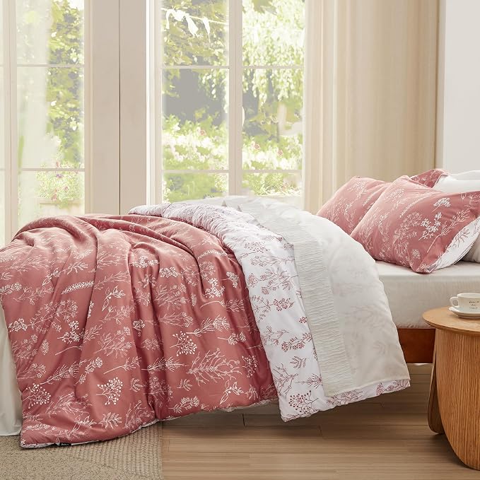 Bedsure Pink Clay Queen Comforter Set - Image 4