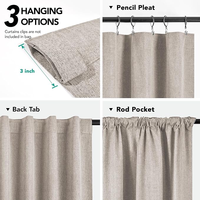 Deconovo Faux Linen 100% Blackout Curtains - Image 4