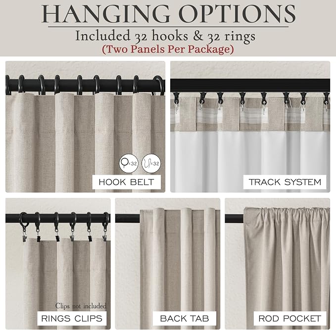 Full Blackout Taupe 100 Inch Long Curtains - Image 3