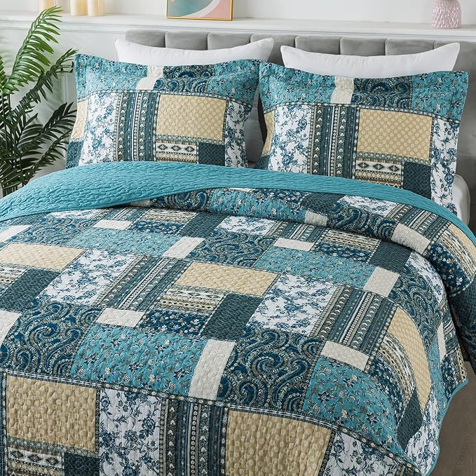 BEDIFANY 100% Cotton Cover King Size Quilt Set, Lightweight Bedspread King | - Image 2