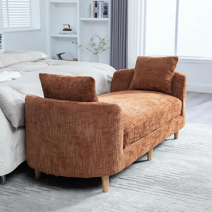 KEIKI Oversize 77.17" L Chenille End of Bed Bench Ottoman - Image 4