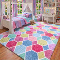 Checkered 6x9 Area Rugs for Living Room, Fluffy Pink Rainbow Colorful Rug for by ONASAR