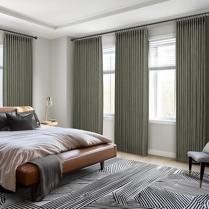 Lichen Grey Pinch Pleated 102 Inch Long Curtains 2 Panels Set - Image 8