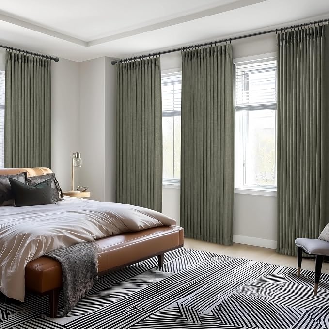 Memory Trained Pinch Pleated Blackout Linen Blend Dual Layer 78 Inches Curtains - Image 8