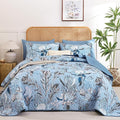 Dintszyayue Quilt Queen Size Blue, 3 Pieces Boho Floral Bedspread Bedding by Dintszyayue