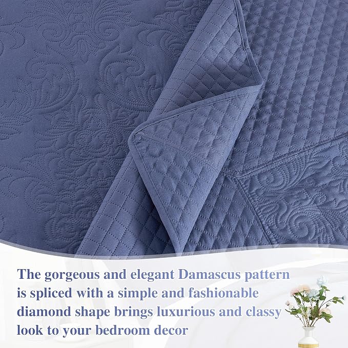 Navy Blue 138x122 Extra Wide Oversized King Quilts - Image 5