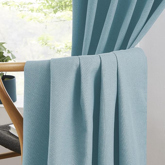 Blackout Linen Curtain Panels, Totally Shaded Draperies 84 Inches Long - Image 5
