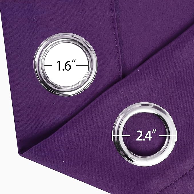 Purple Thermal Blackout Curtains/52 x 95 Inch/Set of 2 Panels Room Darkening - Image 6