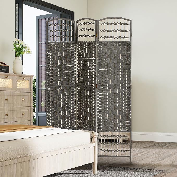 HOMCOM 3 Panel Room Divider, Folding Privacy Screen, Dark Gray | Room Separator - Image 8