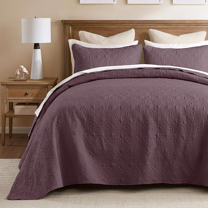 Madison Park Queen Quilt Bedding Set, Cottage-Inspired Damask, Classic Stitch by MADISONPARK