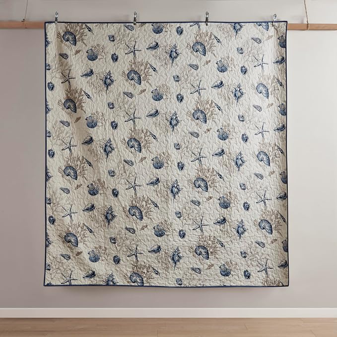 Madison Park Cottage Coastal Starfish Blue Twin Bedspread Set, Machine Washable - Image 10