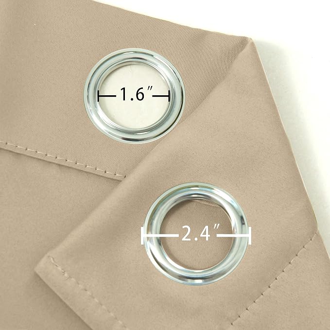 Beige Thermal Blackout Curtains/52 x 63 Inch/Set of 2 Panels Room Darkening - Image 6