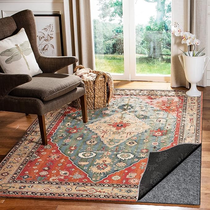 Waterproof Rug Pad, 4x6 Ft Under Area Rug Carpet Pad, Non Slip Rug Pads for All Floors and Hardwood Floors Finishes, Keep Carpets in Place Soft and Prevent Rug from Wrinkling or Buckling