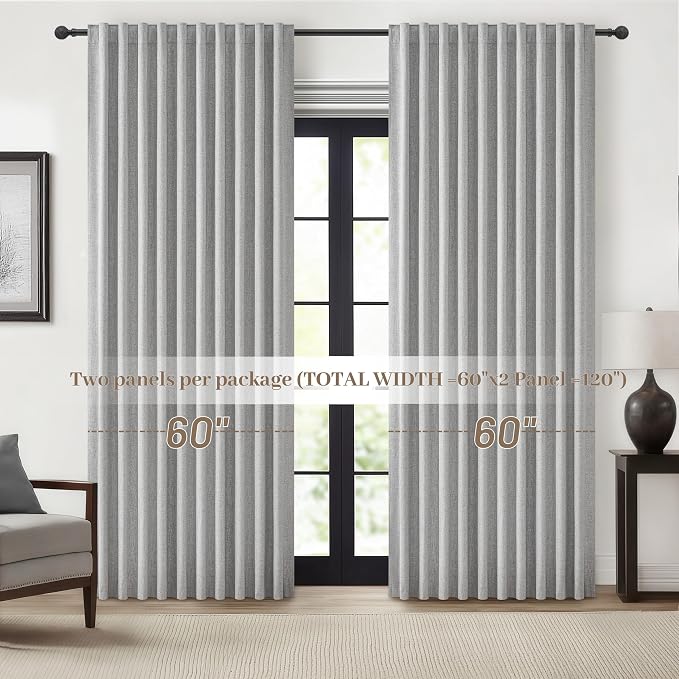 Blackout Curtains 60 Inches Extra Wide Linen Curtains 84 Inch Length - Image 7