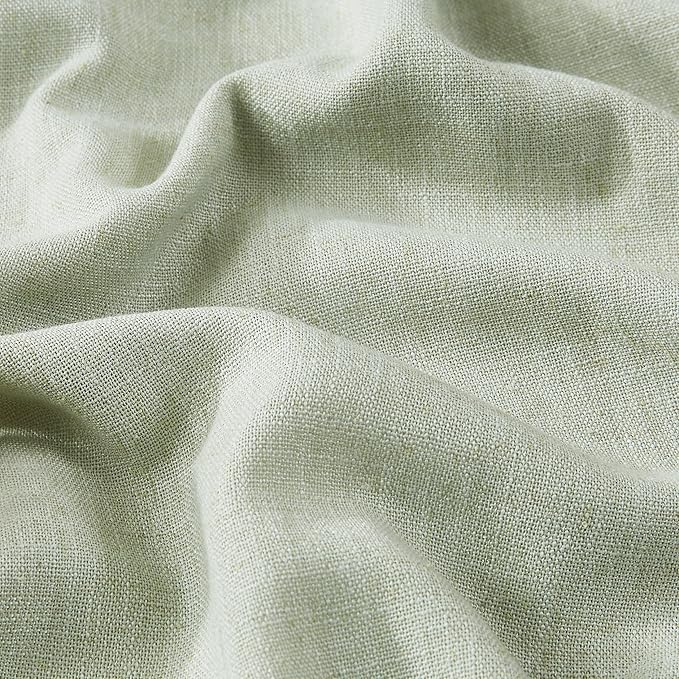 Vision Home Light Green Linen Full Blackout Curtains 90 inch Long for Bedroom Living Room Darkening Soundproof Window Panels Thermal Insulated Rod Pocket Back Tab Neutral Drapes 56" Wx90 Lx2