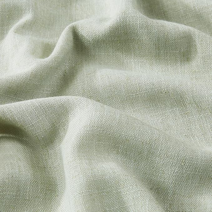Vision Home Light Green Linen Full Blackout Curtains for Bedroom Living Room Darkening Energy Efficient Window Panels 72 inch Thermal Insulated Rod Pocket Back Tab Linen Drapes 56" Wx72 Lx2