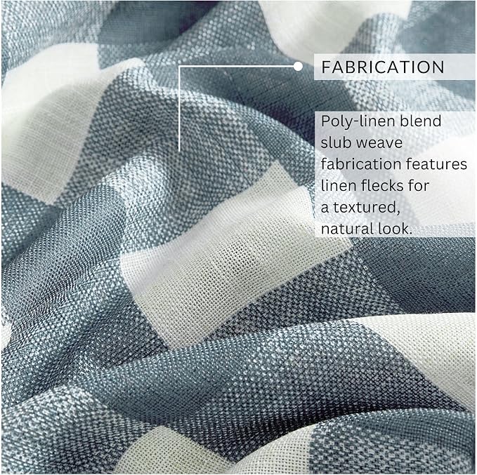 Grainger Buffalo Check Blackout Window Curtain, Chambray - Image 4