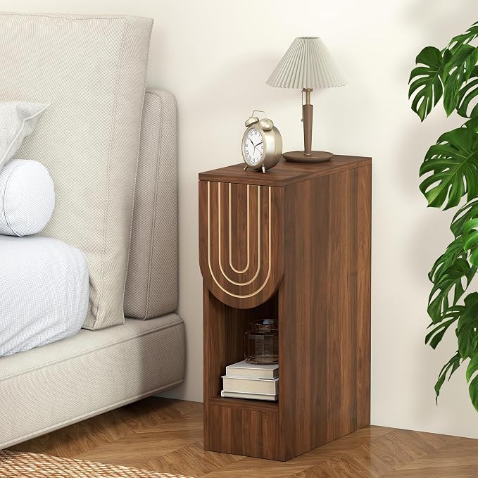 weselon Narrow Nightstands Set of 2, Mid-Century Modern Bedside Table - Image 6