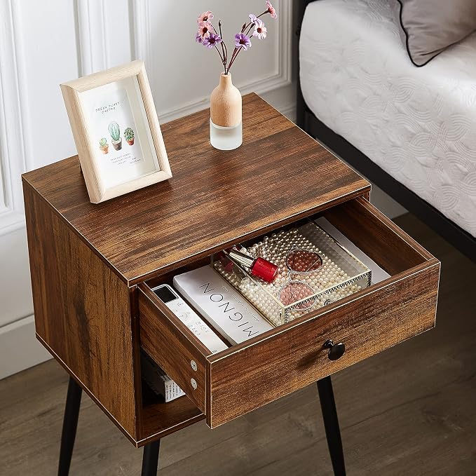 VECELO Nightstands Set of 2, Mid Century Modern End Bedside Table, Night Stand - Image 6