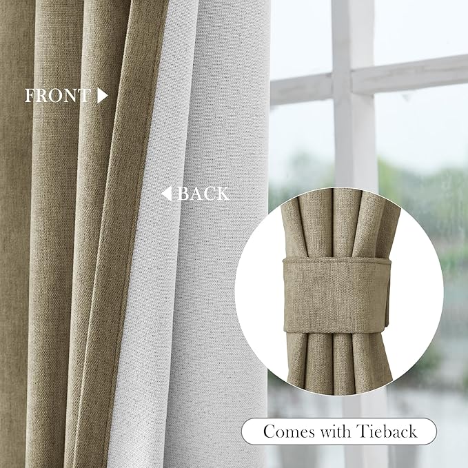 Macochico Full Blackout Curtains 84 Inches Long Insulated Noise Reducing Chenille Curtains for Living Room Bedroom Nursery Auditorium Soil Brown Curtains with Tieback Grommet 72" Wx84 L 1 Panel