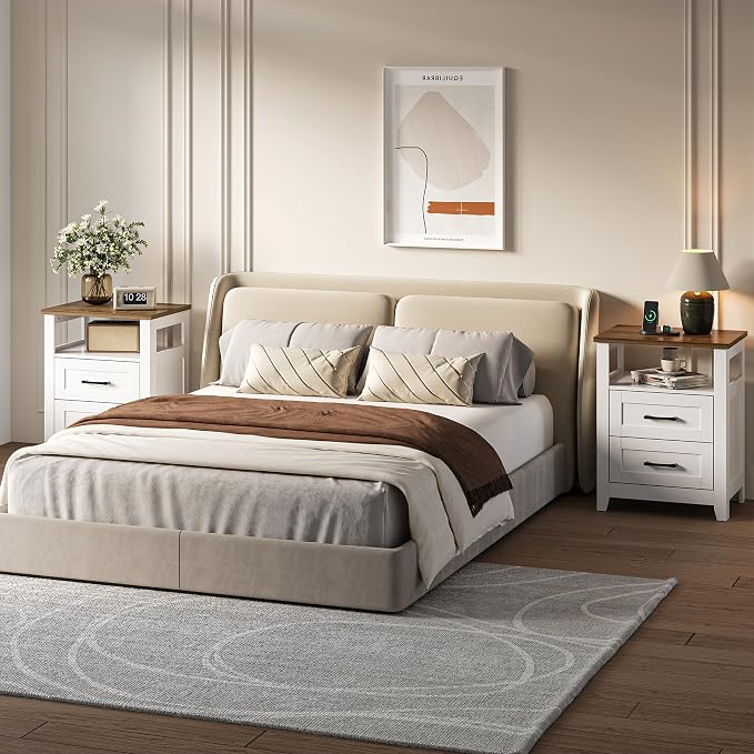 Decofy Farmhouse 2-Drawer Nightstand Set of 2 - Image 7