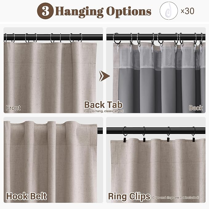 Oatmeal Linen 100% Blackout Curtains - Image 2