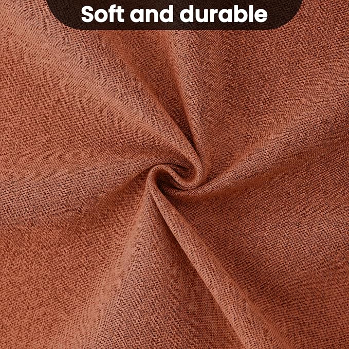 COSVIYA 100% Blackout Burnt Orange Linen Curtains & Drapes 72 Inch Length | - Image 7