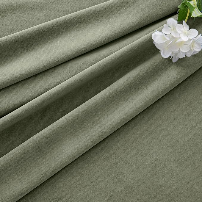 MIULEE Velvet Curtains 50W x 96L 2 Panels Sage Green Blackout Curtains | Luxury - Image 7