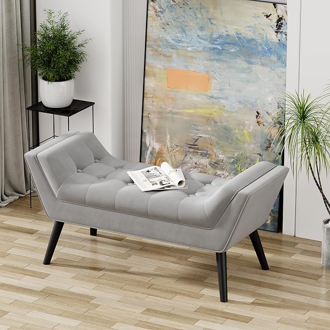 Tufted Bed Bench Fabric Ottoman Footstools - Image 10