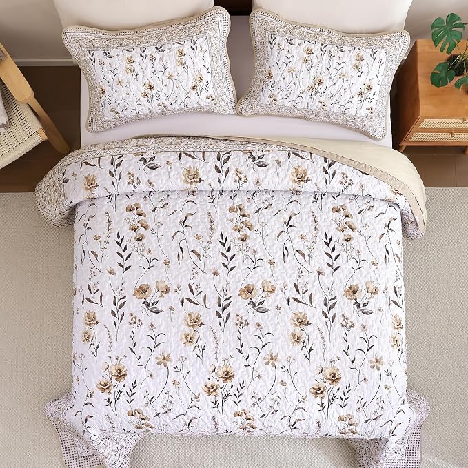 WONGS BEDDING Floral Quilt Set Queen - Image 3