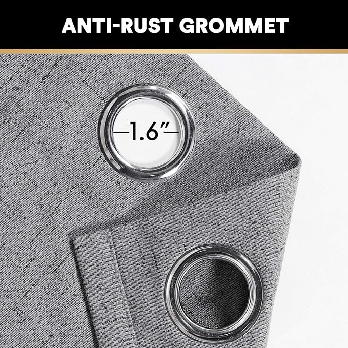 PrinceDeco 100% Blackout Curtains for Living Room Sliding Door Curtains Blackout Curtains 96 Inches Long Patio Curtains for Sliding Door Curtain,W100 X L96 Inch, Light Grey