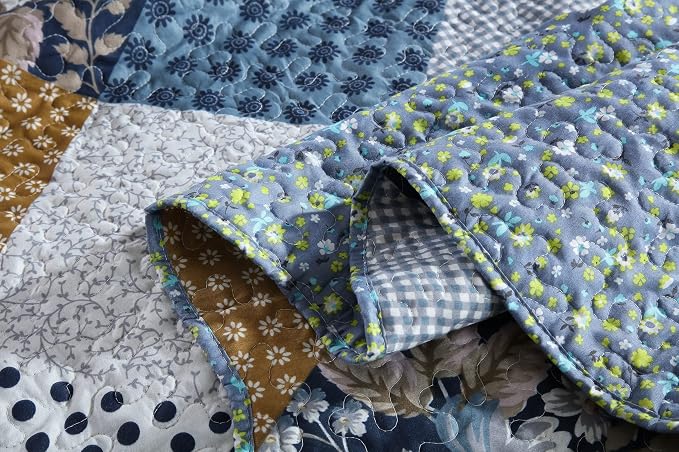 3-Piece King Bedspread Quilt Sets Patchwork Floral Oversized Reversible Soft - Image 4
